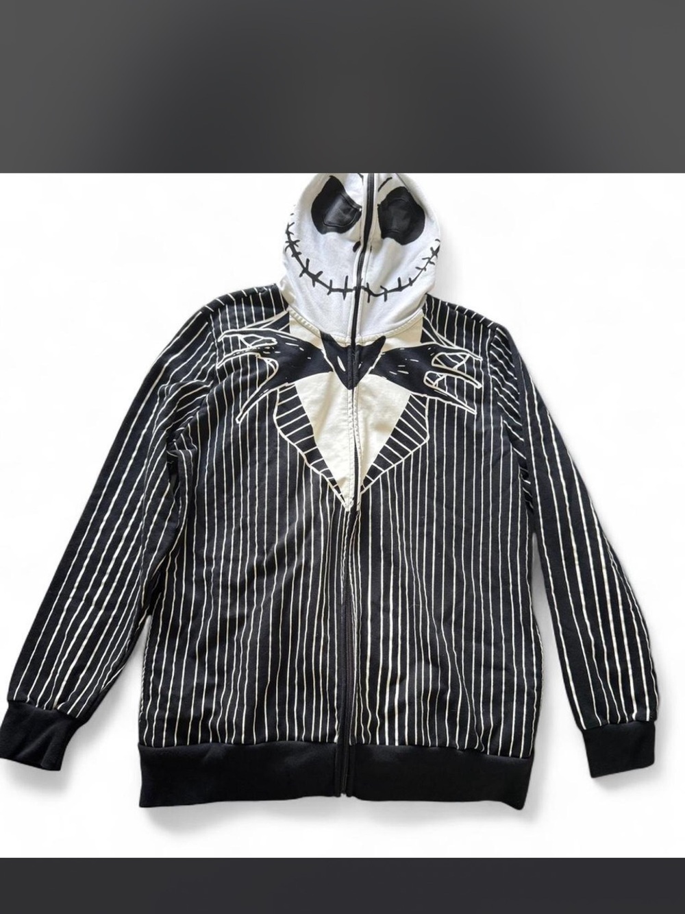 Jack Skellington Black & White Zip-Up Costume Hoodie